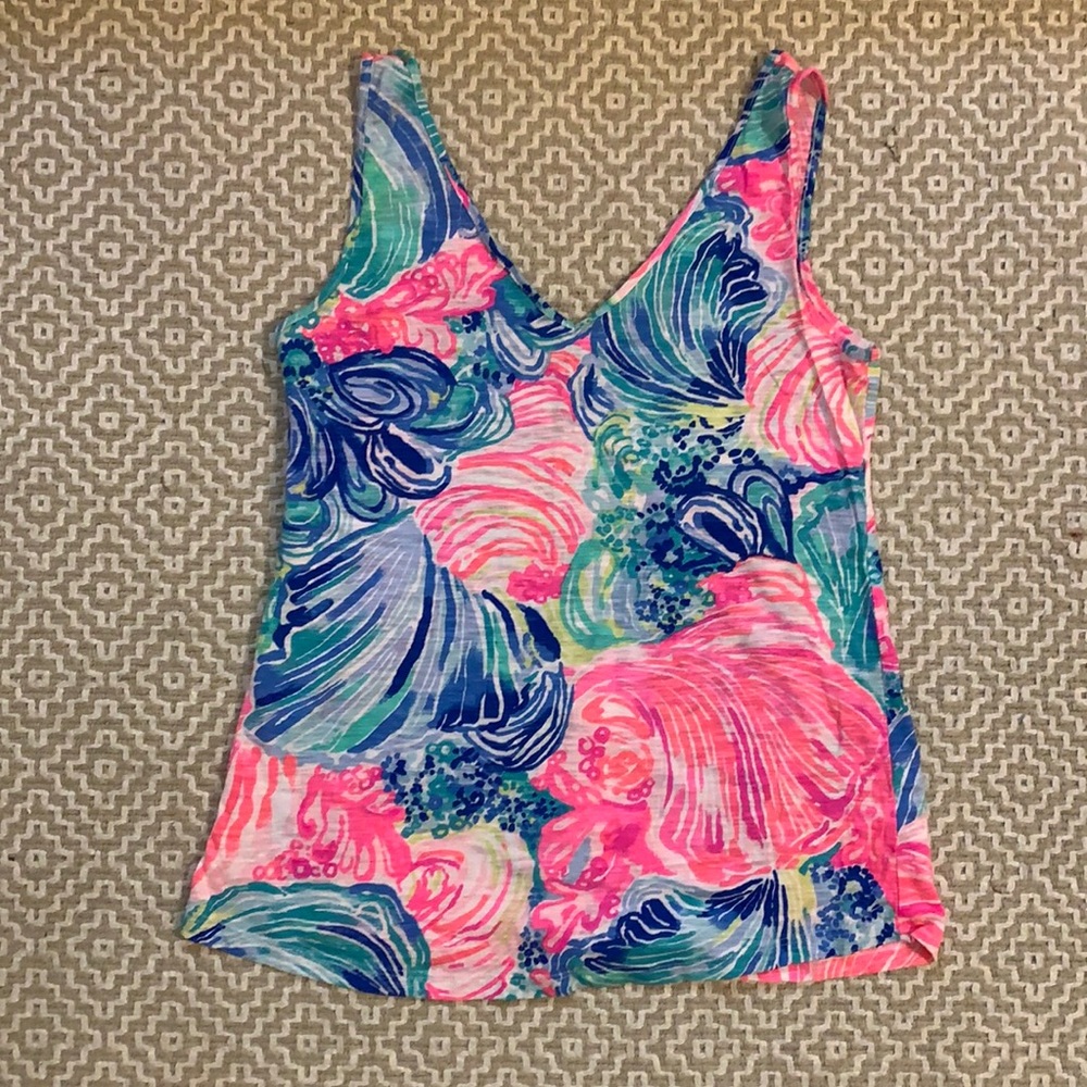 Lilly Pulitzer cotton tank top size XS pink blue